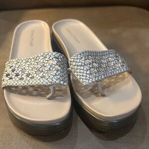 Donald J. Pliner Gold Woven Slide Sandals